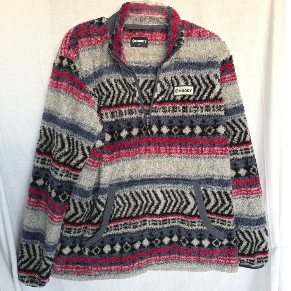 Hooey Sherpa Cozy Fleece Western Pullover Rodeo Boho Southwestern Aztec Medium